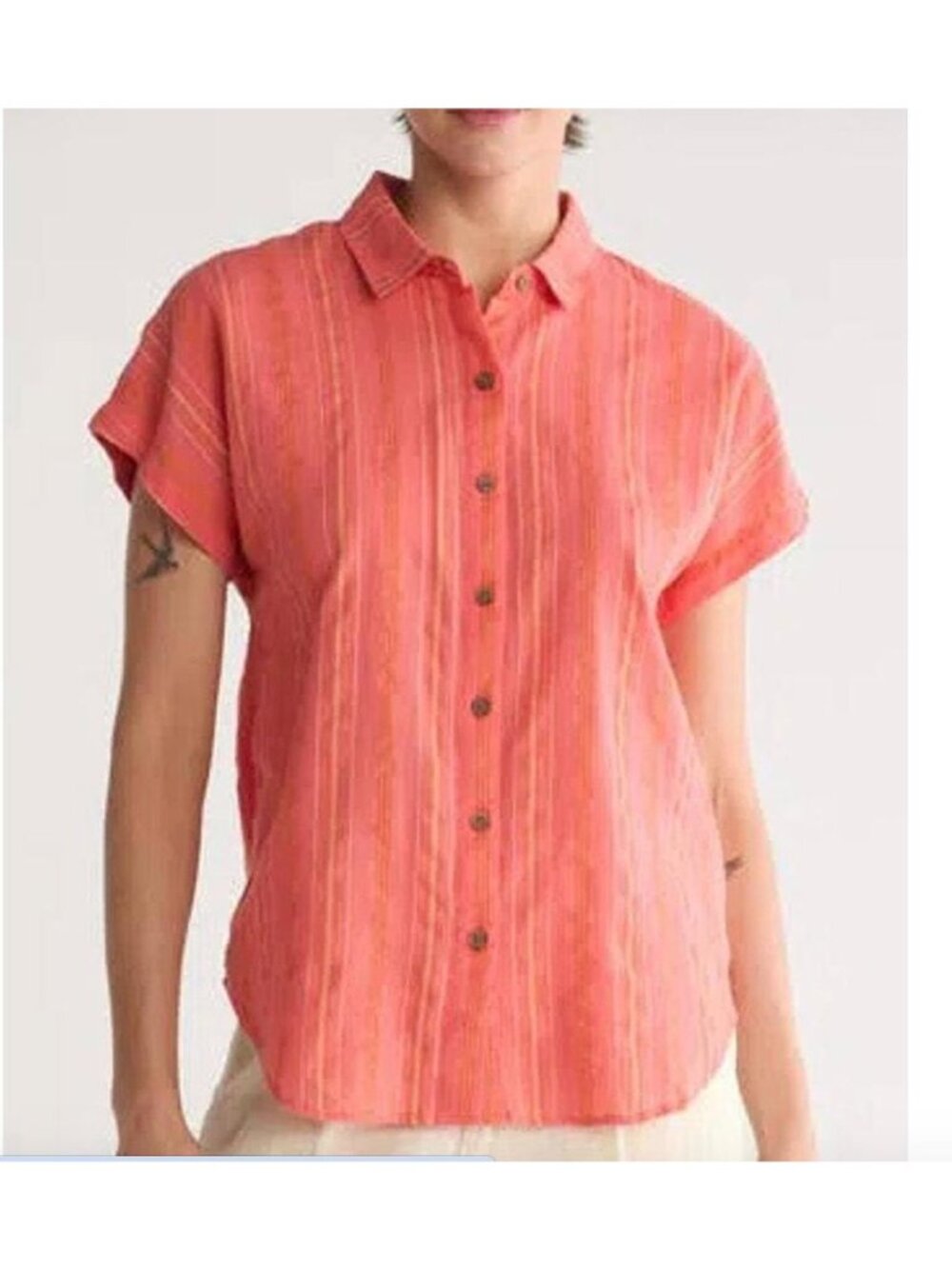 MARINE LAYER Dana Button Down Striped Cotton‎ Shirt Size Large